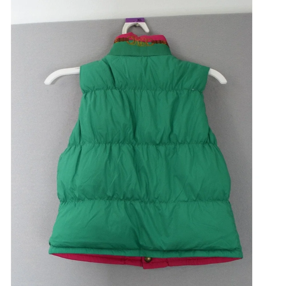 Ralph Lauren Reversible Puffer Vest Size S 7 Pink Green Down Crest Girls Kids